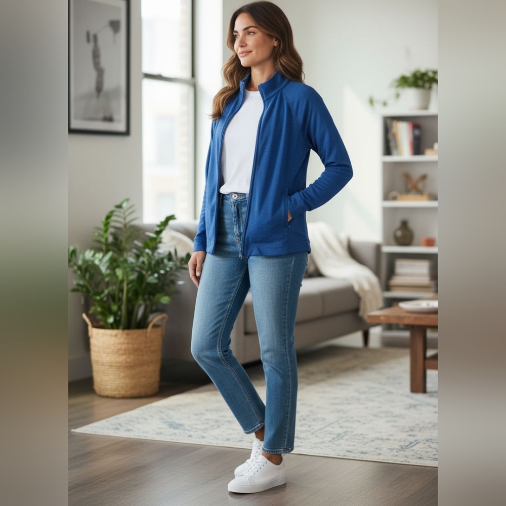 Talbots Stretch Polyester Full Zip Jacket Fleece … - image 3